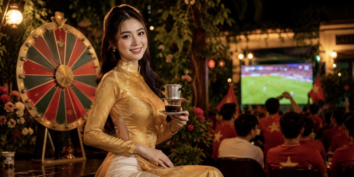 Giao diện casino Đà Lạt – roulette và áo dài truyền thống Việt Nam