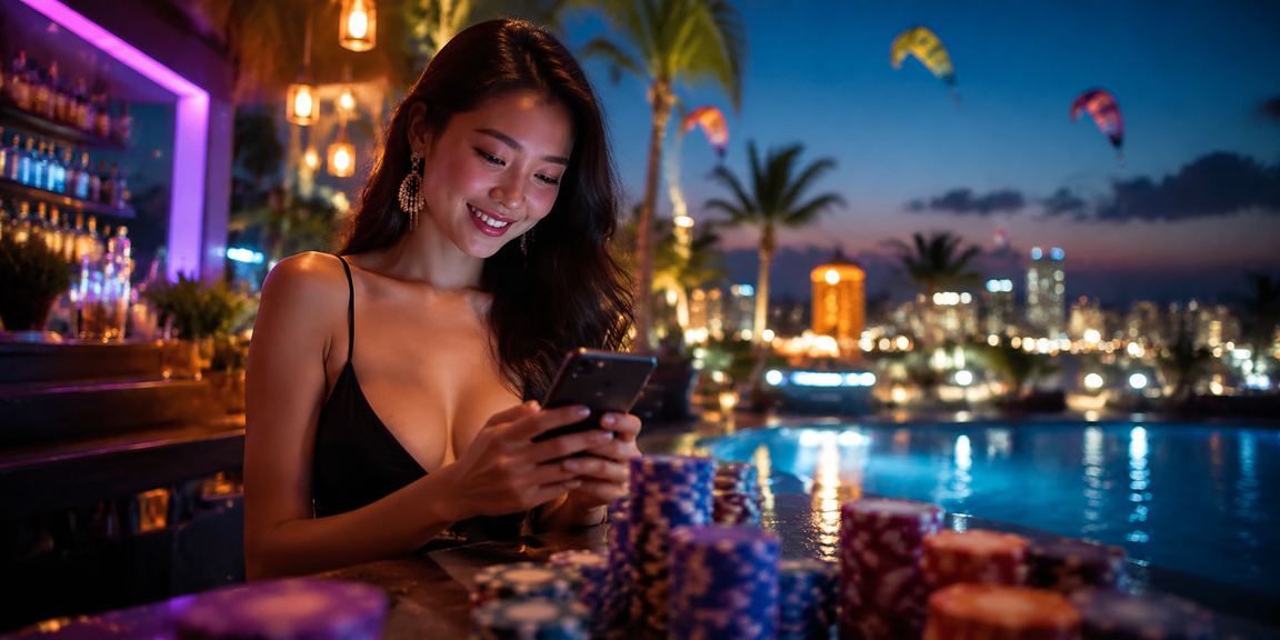 Màn hình neon nạp tiền và nhận bonus cá cược tại Mũi Né qua ứng dụng điện thoại